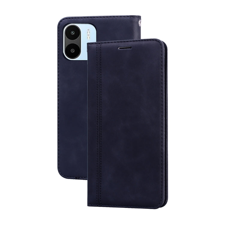 Black PU magnetic flip phone case with horizontal opening and camera cutout