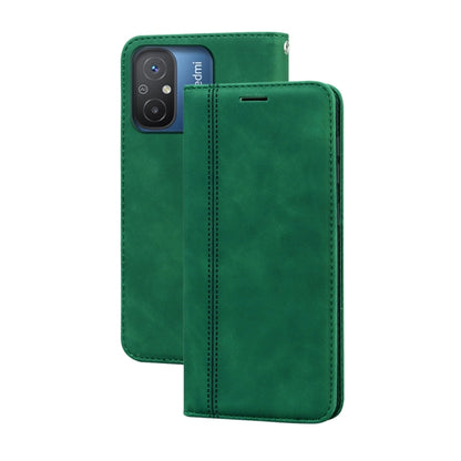 Green PU magnetic flip phone case with horizontal opening and camera cutout