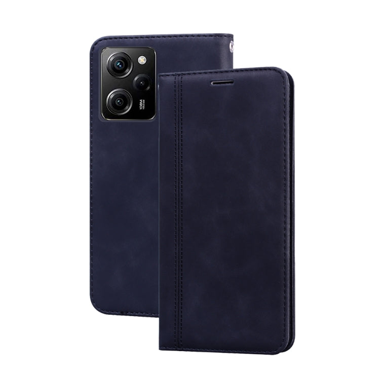 PU magnetic flip phone case, navy faux leather with camera cutout and slim flip
