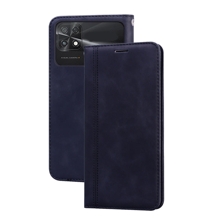 Magnetic flip phone case, dark blue PU leather with horizontal wallet style cover