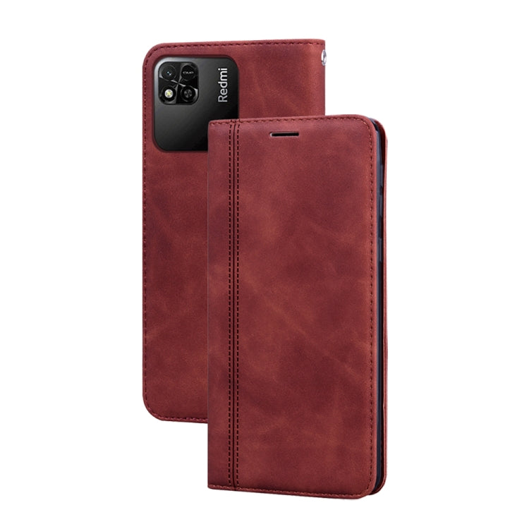 Magnetic flip phone case, brown PU leather with horizontal wallet cover and cutout ports