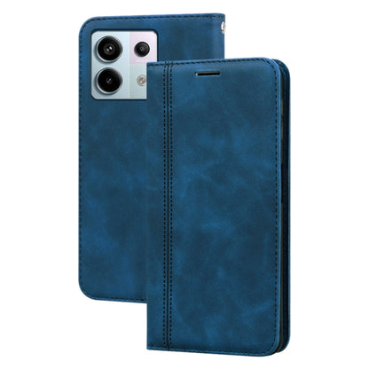 Deep blue PU magnetic flip phone case with camera cutout and slim flip cover