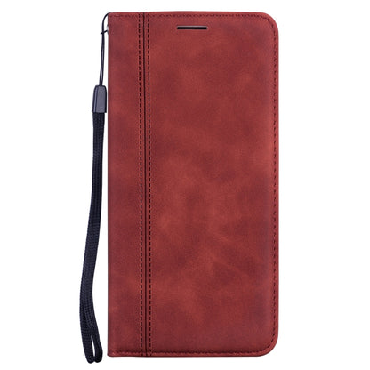 Brown PU folio phone case with wrist strap and magnetic flip cover