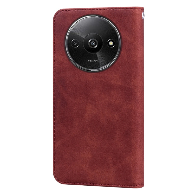 Red PU folio phone case with magnetic flip cover and round camera cutout
