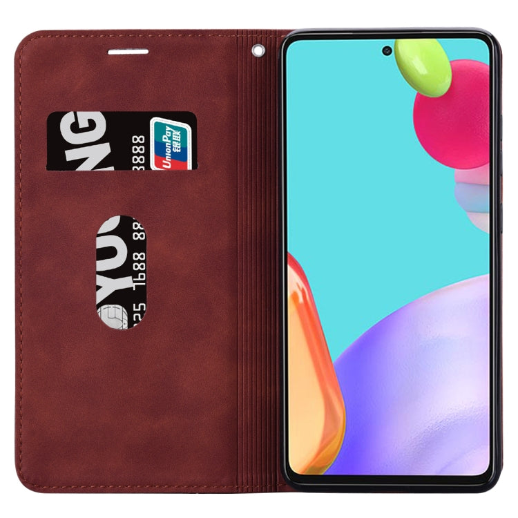 Brown PU flip wallet phone case with magnetic closure and card slots