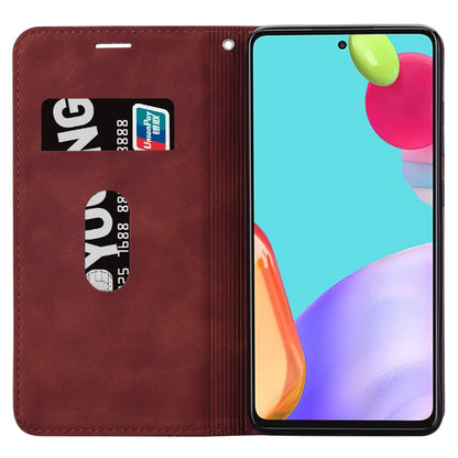Brown PU flip wallet phone case with magnetic closure and card slots