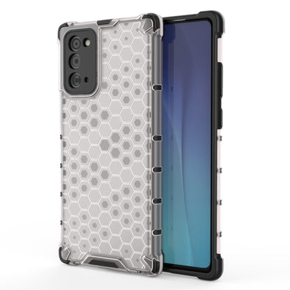 White honeycomb shockproof phone case with TPU bumper and side button cutouts