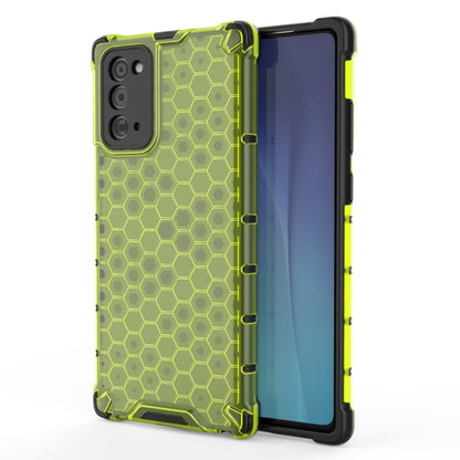 Neon yellow honeycomb shockproof phone case with TPU bumper and camera cutout