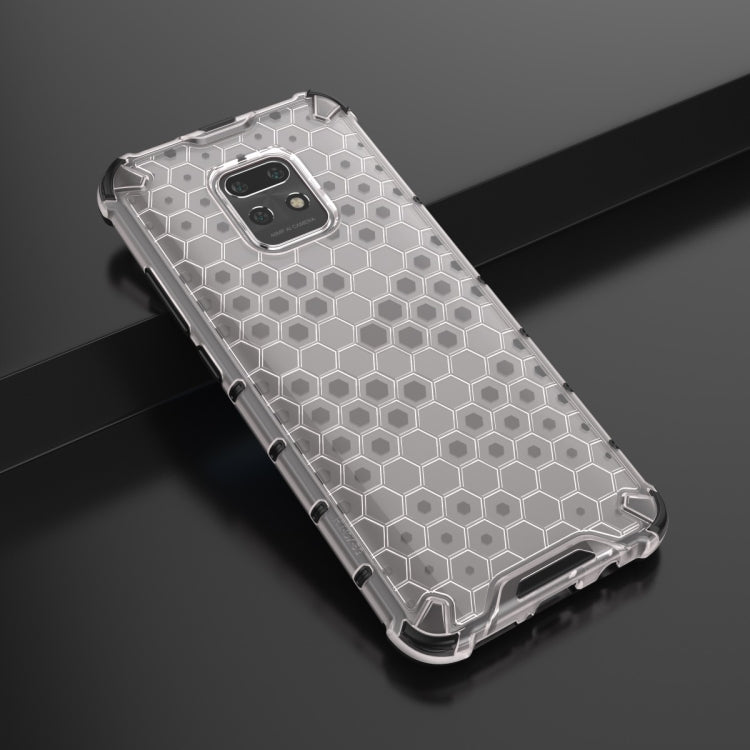 White honeycomb shockproof phone case, clear back shell with TPU edge protection