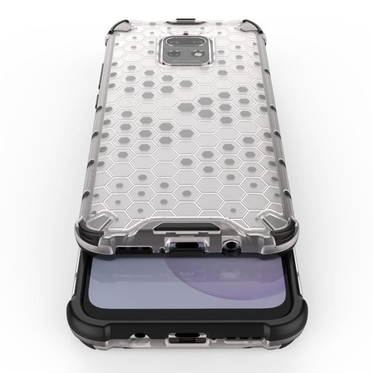 White honeycomb shockproof phone case with TPU bumper and front screen guard