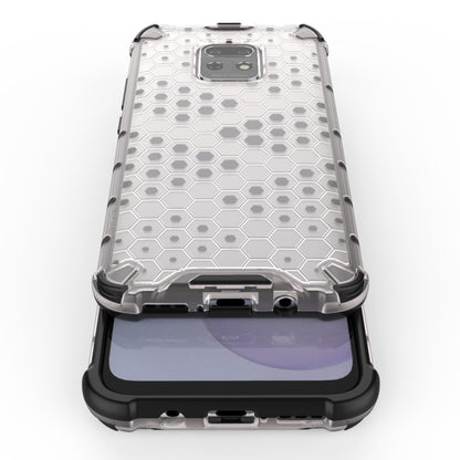 White honeycomb shockproof phone case with TPU bumper and front screen guard