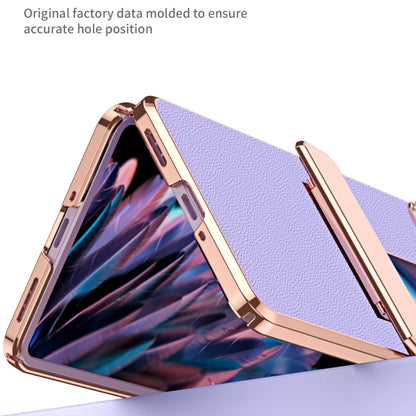 Plated Plain Leather Folding Phone Case with Hinge, For OPPO Find N2 Flip