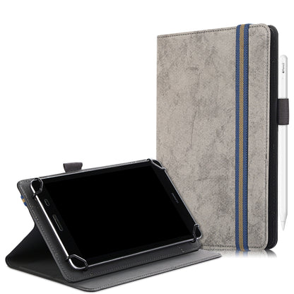 Grey marble-texture leather tablet case with horizontal flip stand and pen slot
