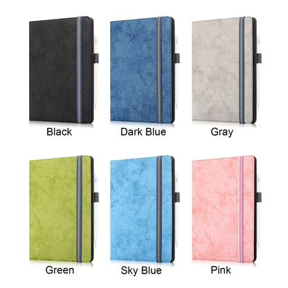 Set of tablet case colors shown: black, dark blue, gray, green, sky blue, pink with stripes