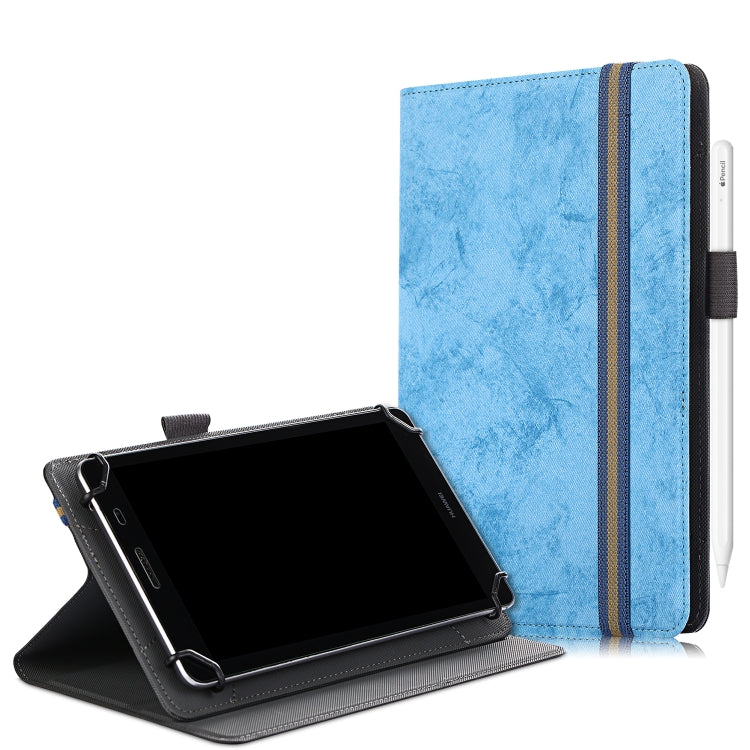 Light blue marble-texture leather tablet case with horizontal flip stand and pen slot