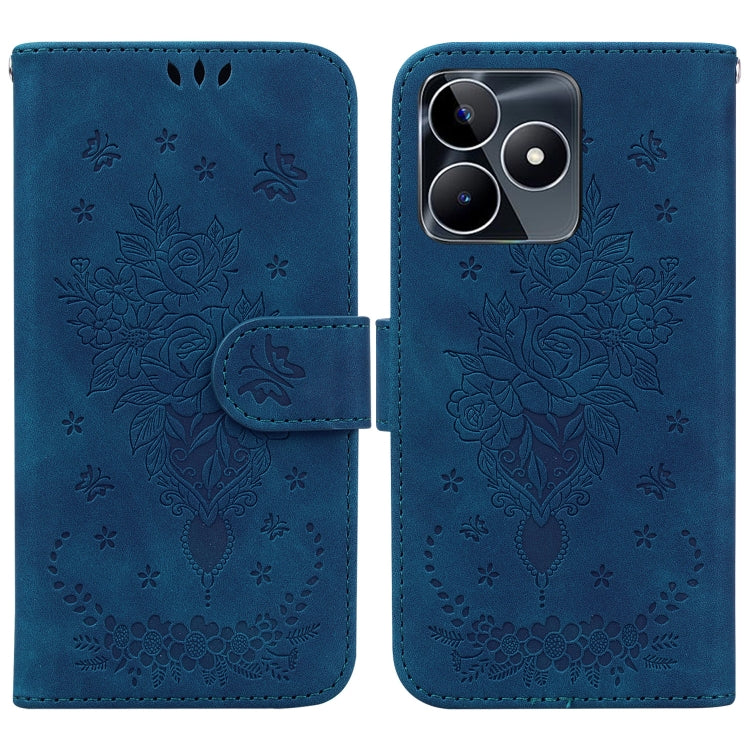 Butterfly Rose Embossed Leather Phone Case, For Realme 11 5G/Narzo 60 India Version, For Realme 11 5G Global, For Realme 11 Pro / 11 Pro+ / Narzo 60 Pro, For Realme C53 / Narzo N53, For Realme C65 4G