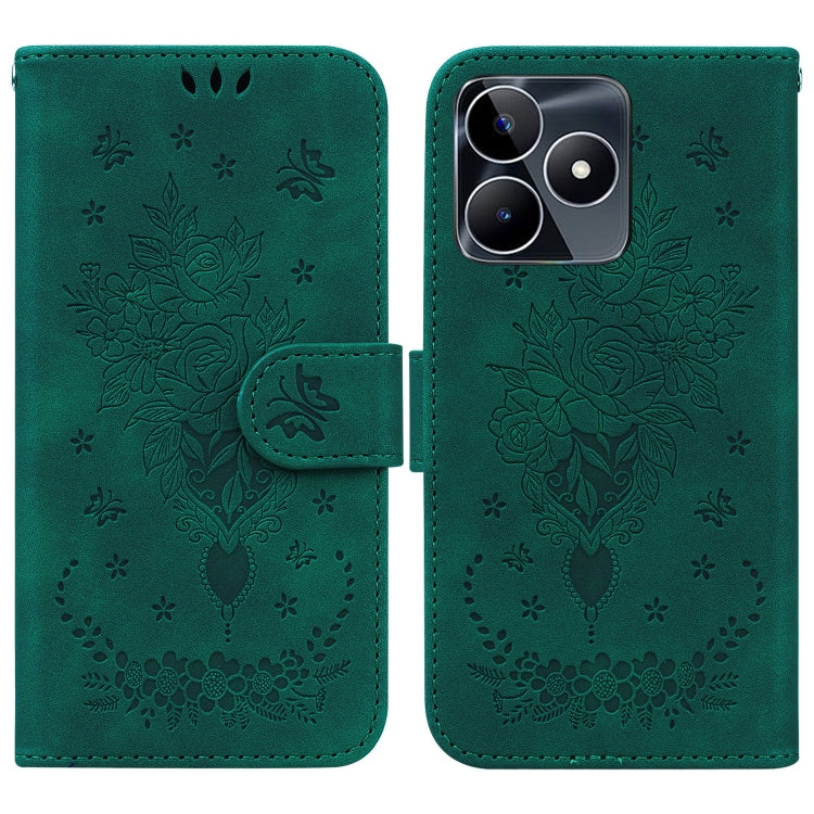 Butterfly Rose Embossed Leather Phone Case, For Realme 11 5G/Narzo 60 India Version, For Realme 11 5G Global, For Realme 11 Pro / 11 Pro+ / Narzo 60 Pro, For Realme C53 / Narzo N53, For Realme C65 4G