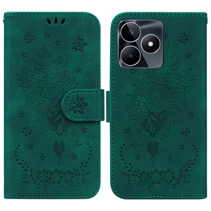 Butterfly Rose Embossed Leather Phone Case, For Realme 11 5G/Narzo 60 India Version, For Realme 11 5G Global, For Realme 11 Pro / 11 Pro+ / Narzo 60 Pro, For Realme C53 / Narzo N53, For Realme C65 4G