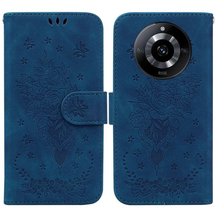 Butterfly Rose Embossed Leather Phone Case, For Realme 11 5G/Narzo 60 India Version, For Realme 11 5G Global, For Realme 11 Pro / 11 Pro+ / Narzo 60 Pro, For Realme C53 / Narzo N53, For Realme C65 4G