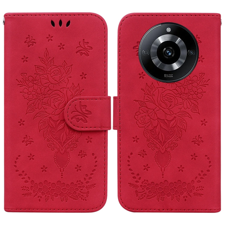 Butterfly Rose Embossed Leather Phone Case, For Realme 11 5G/Narzo 60 India Version, For Realme 11 5G Global, For Realme 11 Pro / 11 Pro+ / Narzo 60 Pro, For Realme C53 / Narzo N53, For Realme C65 4G