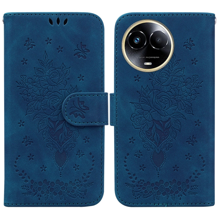 Butterfly Rose Embossed Leather Phone Case, For Realme 11 5G/Narzo 60 India Version, For Realme 11 5G Global, For Realme 11 Pro / 11 Pro+ / Narzo 60 Pro, For Realme C53 / Narzo N53, For Realme C65 4G