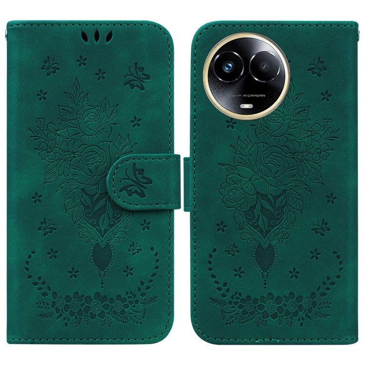 Butterfly Rose Embossed Leather Phone Case, For Realme 11 5G/Narzo 60 India Version, For Realme 11 5G Global, For Realme 11 Pro / 11 Pro+ / Narzo 60 Pro, For Realme C53 / Narzo N53, For Realme C65 4G