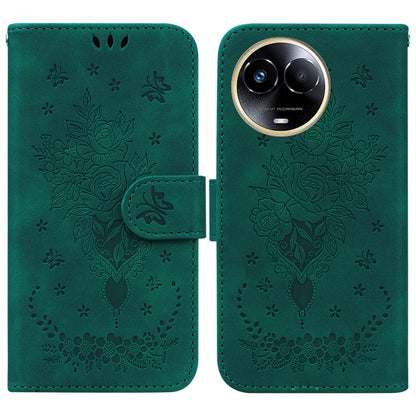 Butterfly Rose Embossed Leather Phone Case, For Realme 11 5G/Narzo 60 India Version, For Realme 11 5G Global, For Realme 11 Pro / 11 Pro+ / Narzo 60 Pro, For Realme C53 / Narzo N53, For Realme C65 4G