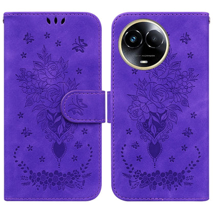 Butterfly Rose Embossed Leather Phone Case, For Realme 11 5G/Narzo 60 India Version, For Realme 11 5G Global, For Realme 11 Pro / 11 Pro+ / Narzo 60 Pro, For Realme C53 / Narzo N53, For Realme C65 4G