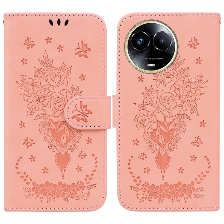 Butterfly Rose Embossed Leather Phone Case, For Realme 11 5G/Narzo 60 India Version, For Realme 11 5G Global, For Realme 11 Pro / 11 Pro+ / Narzo 60 Pro, For Realme C53 / Narzo N53, For Realme C65 4G