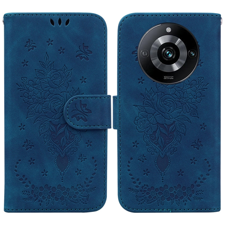Butterfly Rose Embossed Leather Phone Case, For Realme 11 5G/Narzo 60 India Version, For Realme 11 5G Global, For Realme 11 Pro / 11 Pro+ / Narzo 60 Pro, For Realme C53 / Narzo N53, For Realme C65 4G