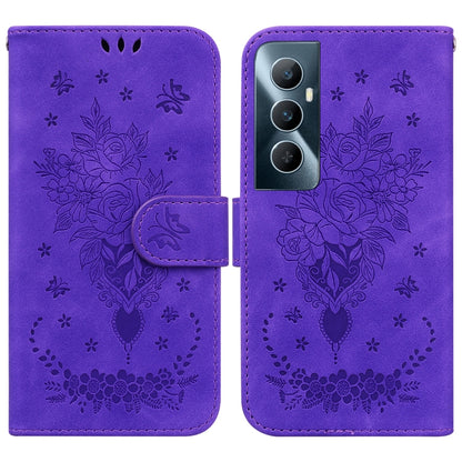 Butterfly Rose Embossed Leather Phone Case, For Realme 11 5G/Narzo 60 India Version, For Realme 11 5G Global, For Realme 11 Pro / 11 Pro+ / Narzo 60 Pro, For Realme C53 / Narzo N53, For Realme C65 4G