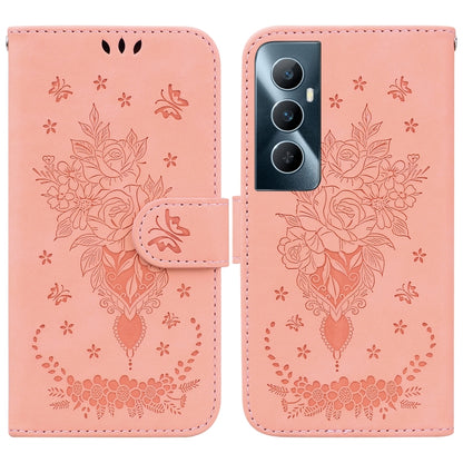 Butterfly Rose Embossed Leather Phone Case, For Realme 11 5G/Narzo 60 India Version, For Realme 11 5G Global, For Realme 11 Pro / 11 Pro+ / Narzo 60 Pro, For Realme C53 / Narzo N53, For Realme C65 4G