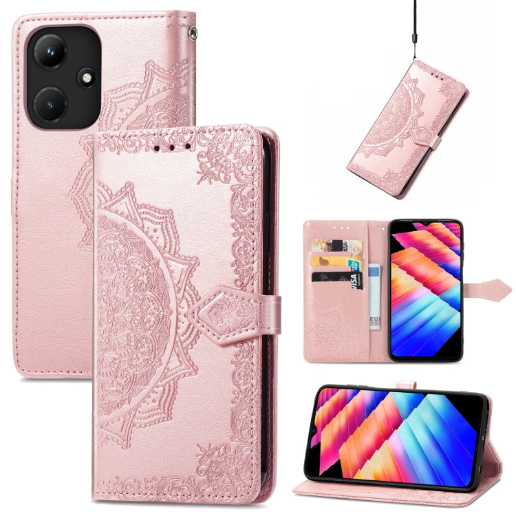 Mandala Flower Embossed Leather Phone Case, For Infinix Hot 30i