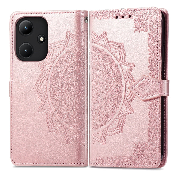 Mandala Flower Embossed Leather Phone Case, For Infinix Hot 30i