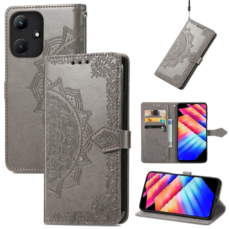 Mandala Flower Embossed Leather Phone Case, For Infinix Hot 30i