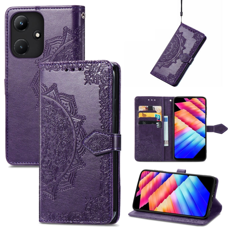 Mandala Flower Embossed Leather Phone Case, For Infinix Hot 30i