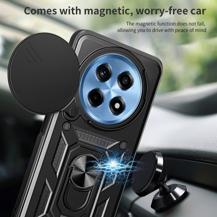 Black TPU+PC phone case with sliding circular camera cover and car-magnet style mount