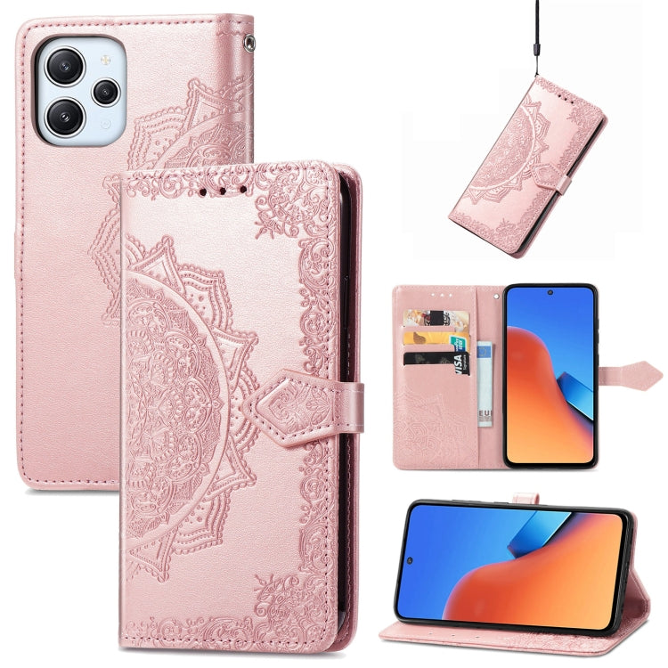 Mandala Flower Embossed Leather Phone Case, For Xiaomi Redmi 12