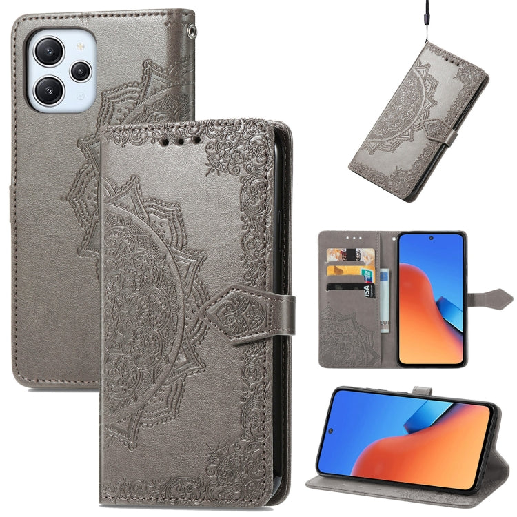 Mandala Flower Embossed Leather Phone Case, For Xiaomi Redmi 12