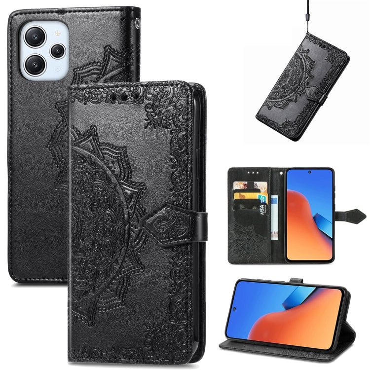 Mandala Flower Embossed Leather Phone Case, For Xiaomi Redmi 12