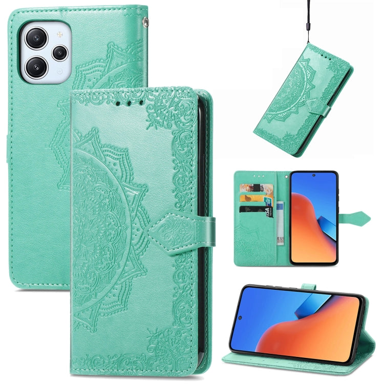 Mandala Flower Embossed Leather Phone Case, For Xiaomi Redmi 12