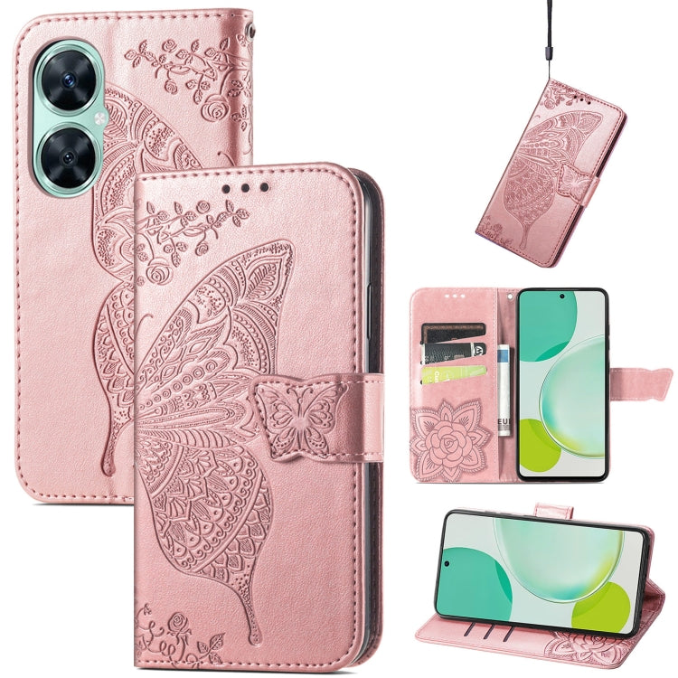 Butterfly Love Flower Embossed Flip Leather Phone Case, For Huawei nova 11i / Enjoy 60 Pro