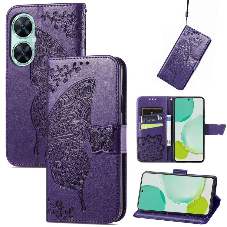 Butterfly Love Flower Embossed Flip Leather Phone Case, For Huawei nova 11i / Enjoy 60 Pro