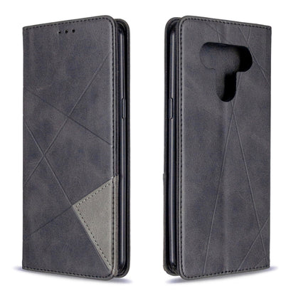 Grey leather phone wallet case with diamond texture, flip cover and card slot panel