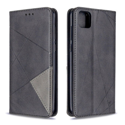 Grey leather wallet phone case with diamond pattern, side cutouts and card holder