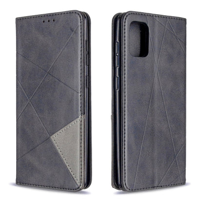 Grey leather phone case with diamond texture, large camera opening and flip flap