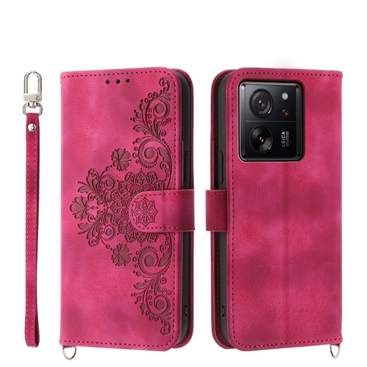 Skin-feel Flowers Embossed Wallet Leather Phone Case, For Xiaomi Redmi A3, For Xiaomi Redmi Note 13 Pro 4G, For Xiaomi Redmi Note 13 4G, For Xiaomi Poco X6 Pro 5G, For Xiaomi 14 Ultra, For Xiaomi 14 Pro, For Xiaomi 14, For Xiaomi Redmi Note 13 5G      ...
