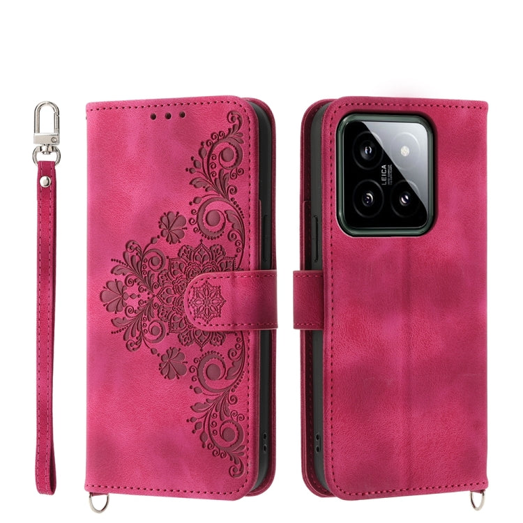 Skin-feel Flowers Embossed Wallet Leather Phone Case, For Xiaomi Redmi A3, For Xiaomi Redmi Note 13 Pro 4G, For Xiaomi Redmi Note 13 4G, For Xiaomi Poco X6 Pro 5G, For Xiaomi 14 Ultra, For Xiaomi 14 Pro, For Xiaomi 14, For Xiaomi Redmi Note 13 5G      ...