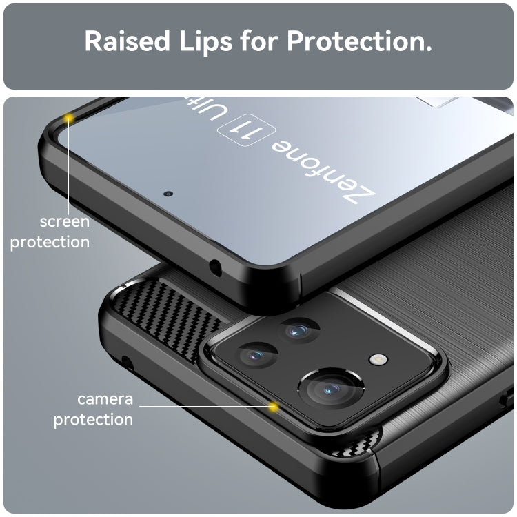 Brushed Texture Carbon Fiber TPU Case, For Asus Zenfone 11 Ultra, For Asus Zenfone 10