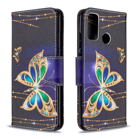 Black flip phone wallet case with butterfly design, card slots and built-in holder